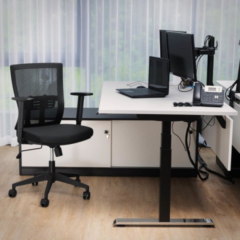 KRZESŁO FOTEL BIUROWY ERGONOMICZNY Z OPARCIEM SIATKOWYM I PODPARCIEM LĘDŹWI MAKS. 150 KG KRZESŁO FOTEL BIUROWY ERGONOMICZNY Z OPARCIEM SIATKOWYM I PODPARCIEM LĘDŹWI MAKS. 150 KG