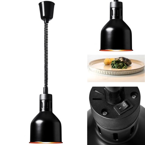 LAMPA GRZEWCZA DO POTRAW NA PODCZERWIEŃ IR WISZĄCA CZARNA ŚR. 17 CM 250 W LAMPA GRZEWCZA DO POTRAW NA PODCZERWIEŃ IR WISZĄCA CZARNA ŚR. 17 CM 250 W