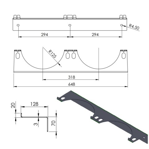 UCHWYT ŚCIENNY NA 2 BUTLE GAZOWE MAKS. ŚR. BUTLI 250 MM PRO-LINE UCHWYT ŚCIENNY NA 2 BUTLE GAZOWE MAKS. ŚR. BUTLI 250 MM PRO-LINE