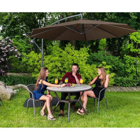PARASOL OGRODOWY NA WYSIĘGNIKU OKRĄGŁY UCHYLNY ŚR. 300 CM BRĄZOWY PARASOL OGRODOWY NA WYSIĘGNIKU OKRĄGŁY UCHYLNY ŚR. 300 CM BRĄZOWY