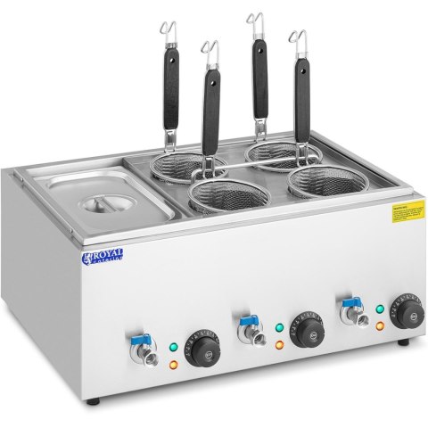 MAKARONIARKA WARNIK DO GOTOWANIA MAKARONU Z KRANIKAMI 4 KOSZE + GN 1/3 3 X 6,5 L 3000 W MAKARONIARKA WARNIK DO GOTOWANIA MAKARONU Z KRANIKAMI 4 KOSZE + GN 1/3 3 X 6,5 L 3000 W