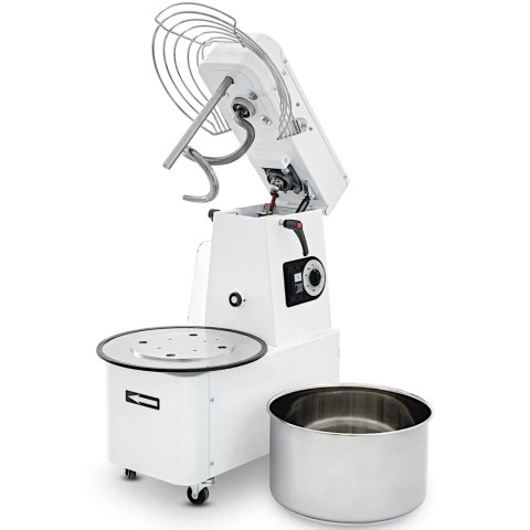 MIESIARKA SPIRALNA Z PODNOSZONĄ GŁOWICĄ I WYJMOWANĄ DZIEŻĄ 22 L 56 KG/H 750 W MIESIARKA SPIRALNA Z PODNOSZONĄ GŁOWICĄ I WYJMOWANĄ DZIEŻĄ 22 L 56 KG/H 750 W