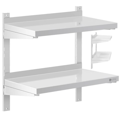 PÓŁKA ŚCIENNA WISZĄCA GASTRONOMICZNA PODWÓJNA Z REGULACJĄ STAL 60 X 30 CM PÓŁKA ŚCIENNA WISZĄCA GASTRONOMICZNA PODWÓJNA Z REGULACJĄ STAL 60 X 30 CM