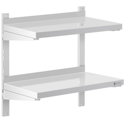 PÓŁKA ŚCIENNA WISZĄCA GASTRONOMICZNA PODWÓJNA Z REGULACJĄ STAL 60 X 30 CM PÓŁKA ŚCIENNA WISZĄCA GASTRONOMICZNA PODWÓJNA Z REGULACJĄ STAL 60 X 30 CM