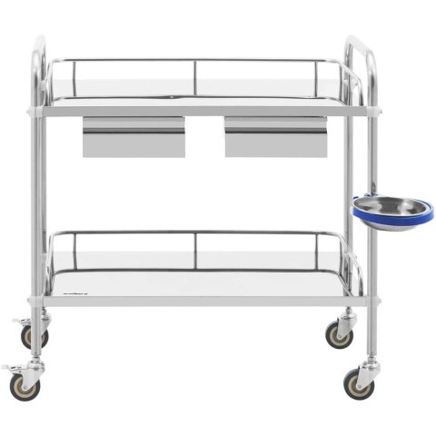 WÓZEK LABORATORYJNY ZABIEGOWY KOSMETYCZNY ZE STALI 2 SZUFLADY 2 PÓŁKI 85 X 54 X 28 CM WÓZEK LABORATORYJNY ZABIEGOWY KOSMETYCZNY ZE STALI 2 SZUFLADY 2 PÓŁKI 85 X 54 X 28 CM