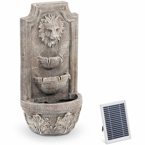 FONTANNA OGRODOWA PRZYŚCIENNA SOLARNA Z OŚWIETLENIEM LED 3 POZIOMY GŁOWA LWA 3 W FONTANNA OGRODOWA PRZYŚCIENNA SOLARNA Z OŚWIETLENIEM LED 3 POZIOMY GŁOWA LWA 3 W