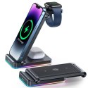 3W1 ŁADOWARKA INDUKCYJNA DO IPHONE APPLE WATCH AIRPODS + PODSTAWKA STOJAK - CZARNA