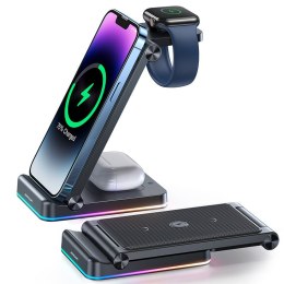 3W1 ŁADOWARKA INDUKCYJNA DO IPHONE APPLE WATCH AIRPODS + PODSTAWKA STOJAK - CZARNA