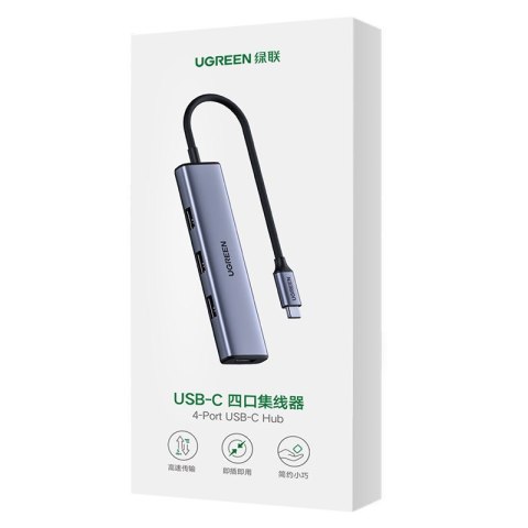 ROZDZIELACZ ROZGAŁĘŹNIK HUB USB-C NA 4X USB 3.2 SREBRNY ROZDZIELACZ ROZGAŁĘŹNIK HUB USB-C NA 4X USB 3.2 SREBRNY