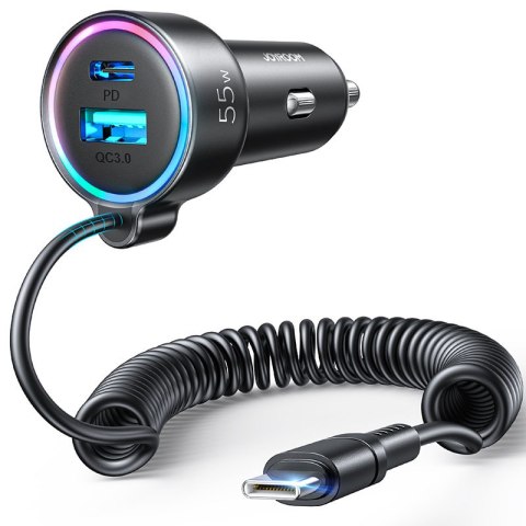 SZYBKA ŁADOWARKA SAMOCHODOWA 3W1 Z KABLEM USB-C 1.5M 55W CZARNY SZYBKA ŁADOWARKA SAMOCHODOWA 3W1 Z KABLEM USB-C 1.5M 55W CZARNY