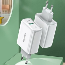 SZYBKA ŁADOWARKA SIECIOWA USB-C + USB 36 W QUICK CHARGE 4.0 POWER DELIVERY BIAŁY