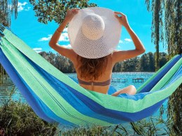 Hamak ogrodowy dwuosobowy xxl turystyczny w paski pokrowiec 200 x 150 duży