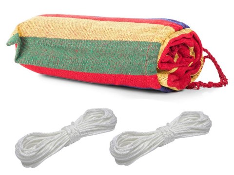 Hamak w paski ogrodowy kolorowy jednoosobowy 200x80 pokrowiec etui Hamak w paski ogrodowy kolorowy jednoosobowy 200x80 pokrowiec etui