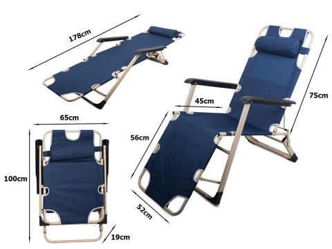 Leżk składany ogrodowy fotel plażowy zero gravity 2w1 krzesło turysytyczne Leżk składany ogrodowy fotel plażowy zero gravity 2w1 krzesło turysytyczne