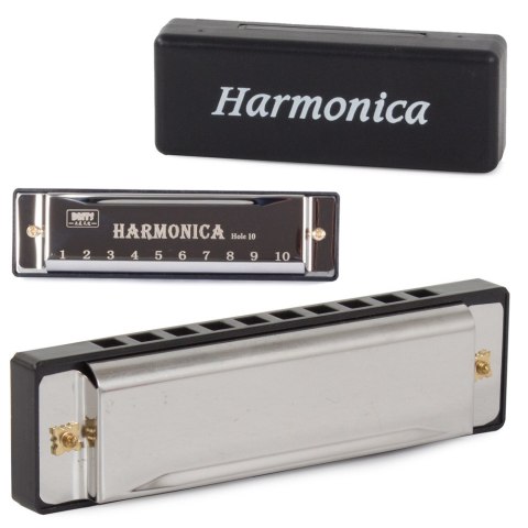 Harmonijka ustna metalowa c dur etui 10 kanałów Harmonijka ustna metalowa c dur etui 10 kanałów