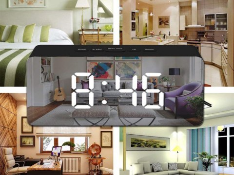 Zegar budzik termometr lustro led alarm data 4w1 Zegar budzik termometr lustro led alarm data 4w1
