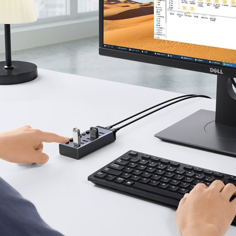 7W1 WIELOFUNKCYJNY HUB ROZDZIELACZ USB-C - 7X USB 3.0 PD DC 12V SZARY 7W1 WIELOFUNKCYJNY HUB ROZDZIELACZ USB-C - 7X USB 3.0 PD DC 12V SZARY