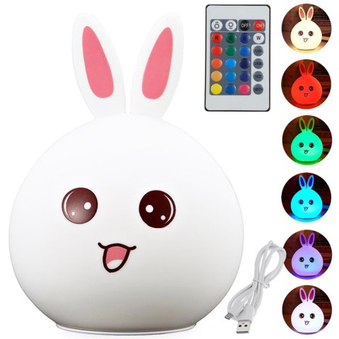 Lampka nocna dla dzieci led królik pilot rgb usb Lampka nocna dla dzieci led królik pilot rgb usb