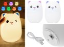Lampka nocna dla dzieci led kot kotek rgb pilot