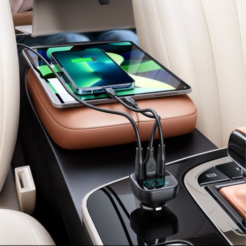 ŁADOWARKA SAMOCHODOWA Z WYŚWIETLACZEM 2X USB-C 1X USB 101W POWER DELIVERY QC 4.0 CZARNY ŁADOWARKA SAMOCHODOWA Z WYŚWIETLACZEM 2X USB-C 1X USB 101W POWER DELIVERY QC 4.0 CZARNY