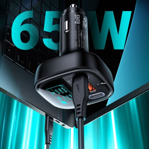 ŁADOWARKA SAMOCHODOWA Z WYŚWIETLACZEM 2X USB-C 1X USB 101W POWER DELIVERY QC 4.0 CZARNY ŁADOWARKA SAMOCHODOWA Z WYŚWIETLACZEM 2X USB-C 1X USB 101W POWER DELIVERY QC 4.0 CZARNY
