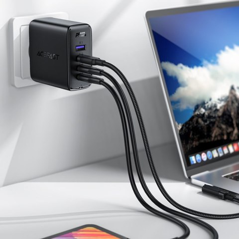 SZYBKA ŁADOWARKA SIECIOWA GAN 3X USB-C 1X USB-A + KABEL KĄTOWY USB-C 100W 2M CZARNY SZYBKA ŁADOWARKA SIECIOWA GAN 3X USB-C 1X USB-A + KABEL KĄTOWY USB-C 100W 2M CZARNY