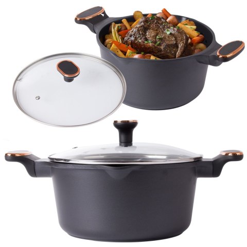 Garnek rondel głęboki z pokrywką indukcja gaz powłoka non stick 5l Garnek rondel głęboki z pokrywką indukcja gaz powłoka non stick 5l