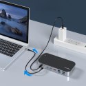 HUB ADAPTER M52 USB-C USB-A HDMI VGA DP SD TF RJ45 AUX PD SZARY