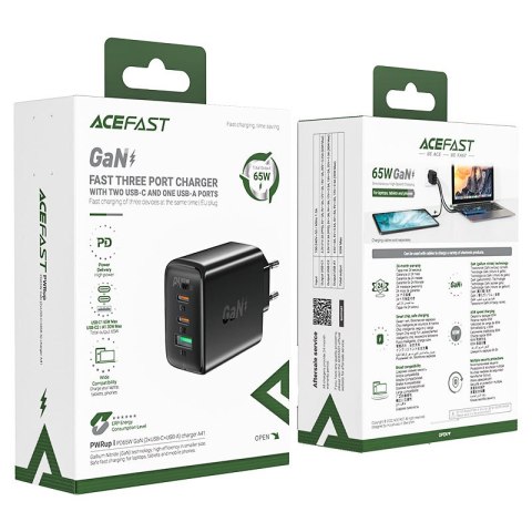 SZYBKA ŁADOWARKA SIECIOWA GAN 2X USB-C USB-A PPS PD QC4+ 65W BIAŁA SZYBKA ŁADOWARKA SIECIOWA GAN 2X USB-C USB-A PPS PD QC4+ 65W BIAŁA