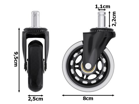 Kółko do fotela kauczukowe łożyskowane 1szt 11mm Kółko do fotela kauczukowe łożyskowane 1szt 11mm