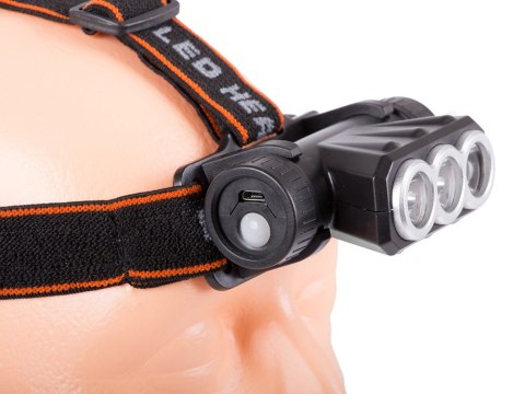 Latarka czołowa czołówka akumulatorowa 3x led Latarka czołowa czołówka akumulatorowa 3x led