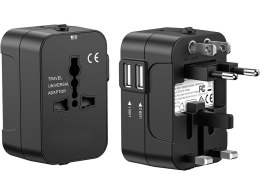Adapter przejściówka wtyczka gniazdo uk usa eu aus uniwersalna 2x usb świat