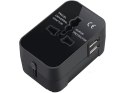 Adapter przejściówka wtyczka gniazdo uk usa eu aus uniwersalna 2x usb świat
