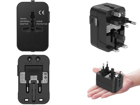 Adapter przejściówka wtyczka gniazdo uk usa eu aus uniwersalna 2x usb świat Adapter przejściówka wtyczka gniazdo uk usa eu aus uniwersalna 2x usb świat