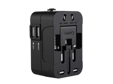 Adapter przejściówka wtyczka gniazdo uk usa eu aus uniwersalna 2x usb świat Adapter przejściówka wtyczka gniazdo uk usa eu aus uniwersalna 2x usb świat