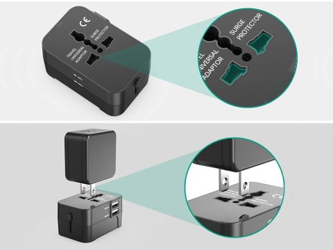 Adapter przejściówka wtyczka gniazdo uk usa eu aus uniwersalna 2x usb świat Adapter przejściówka wtyczka gniazdo uk usa eu aus uniwersalna 2x usb świat