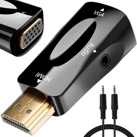Konwerter adapter z hdmi na vga d-sub audio dźwięk mini jack Konwerter adapter z hdmi na vga d-sub audio dźwięk mini jack