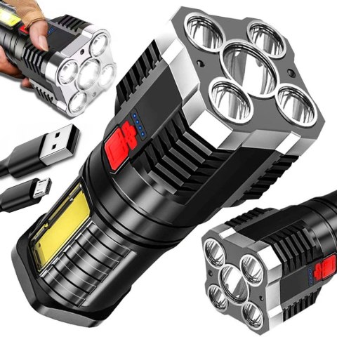 Latarka akumulatorowa szperacz biwakowa led mocna wojskowa policyjna usb Latarka akumulatorowa szperacz biwakowa led mocna wojskowa policyjna usb