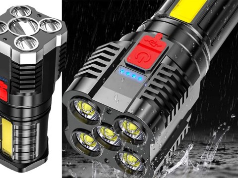 Latarka akumulatorowa szperacz biwakowa led mocna wojskowa policyjna usb Latarka akumulatorowa szperacz biwakowa led mocna wojskowa policyjna usb