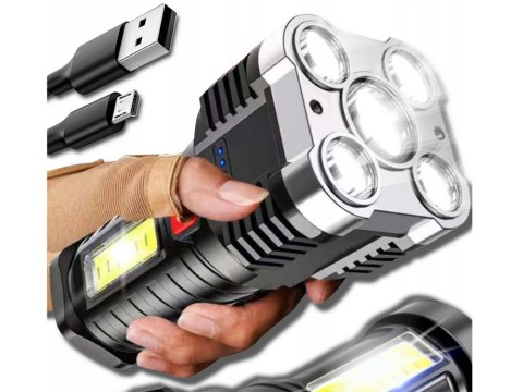 Latarka akumulatorowa szperacz biwakowa led mocna wojskowa policyjna usb Latarka akumulatorowa szperacz biwakowa led mocna wojskowa policyjna usb