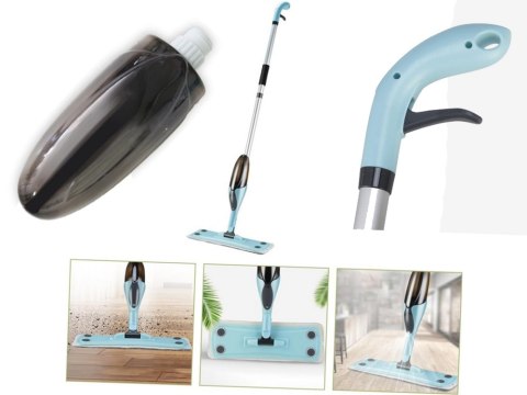 Mop płaski ze spryskiwaczem obrotowy solidny spray 3x nakładki mikrofibra Mop płaski ze spryskiwaczem obrotowy solidny spray 3x nakładki mikrofibra