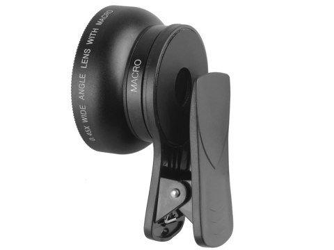 Obiektyw soczewka do telefonu smartfona 2w1 0.45x 12,5x makro klips aparat Obiektyw soczewka do telefonu smartfona 2w1 0.45x 12,5x makro klips aparat