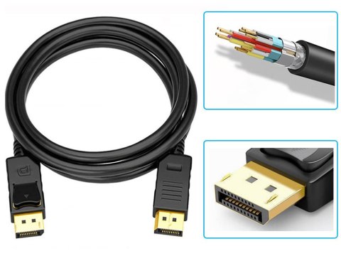 Kabel przewód dp 1.4 video audio displayport displayport 8k 4k 2k 2m Kabel przewód dp 1.4 video audio displayport displayport 8k 4k 2k 2m