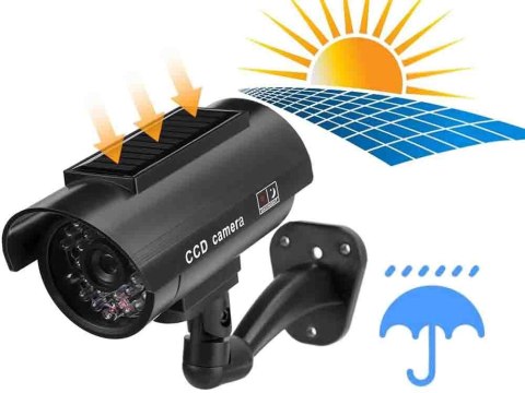 Kamera atrapa ir led monitoring solarna zewnętrzna ścienna z diodą migająca Kamera atrapa ir led monitoring solarna zewnętrzna ścienna z diodą migająca