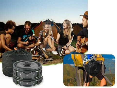 Zestaw garnków turystyczych naczynia kemping czajnik patelnia garnek 18w1 Zestaw garnków turystyczych naczynia kemping czajnik patelnia garnek 18w1