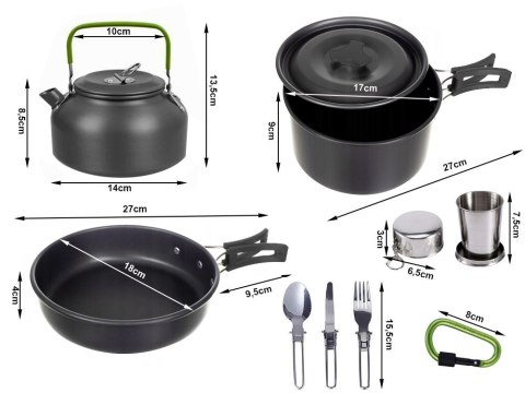 Zestaw garnków turystyczych naczynia kemping czajnik patelnia garnek 18w1 Zestaw garnków turystyczych naczynia kemping czajnik patelnia garnek 18w1
