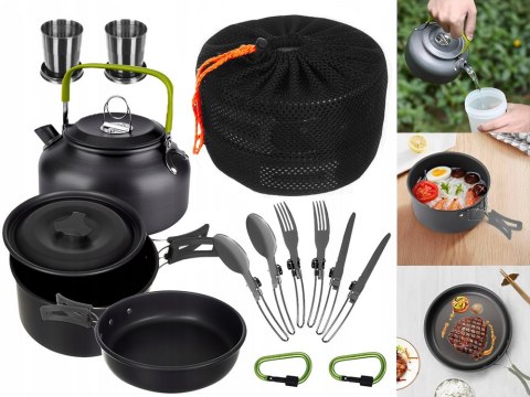Zestaw garnków turystyczych naczynia kemping czajnik patelnia garnek 18w1 Zestaw garnków turystyczych naczynia kemping czajnik patelnia garnek 18w1