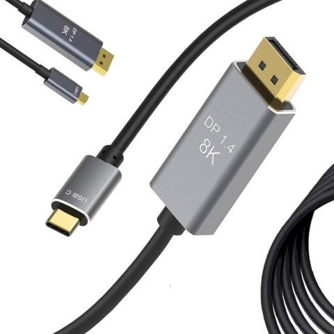 Kabel przewód displayport usb typ-c 1.4 video audio usb-c 8k 4k 2k 1,8m Kabel przewód displayport usb typ-c 1.4 video audio usb-c 8k 4k 2k 1,8m