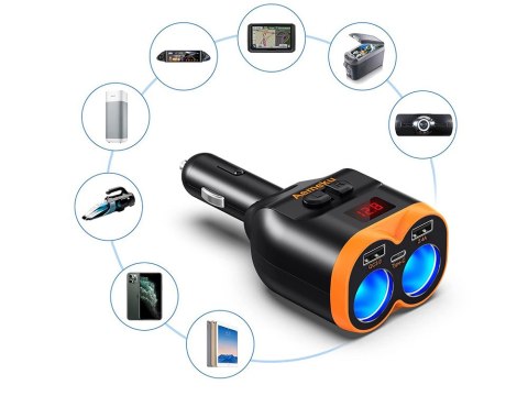 Rozdzielacz gniazda zapalniczki 12-24v 2xusb-a 1xusb-c qc 3.0 80w ładowarka Rozdzielacz gniazda zapalniczki 12-24v 2xusb-a 1xusb-c qc 3.0 80w ładowarka