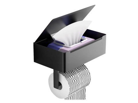Uchwyt na papier toaletowy z pojemnikiem na chusteczki półką czarny loft wc Uchwyt na papier toaletowy z pojemnikiem na chusteczki półką czarny loft wc